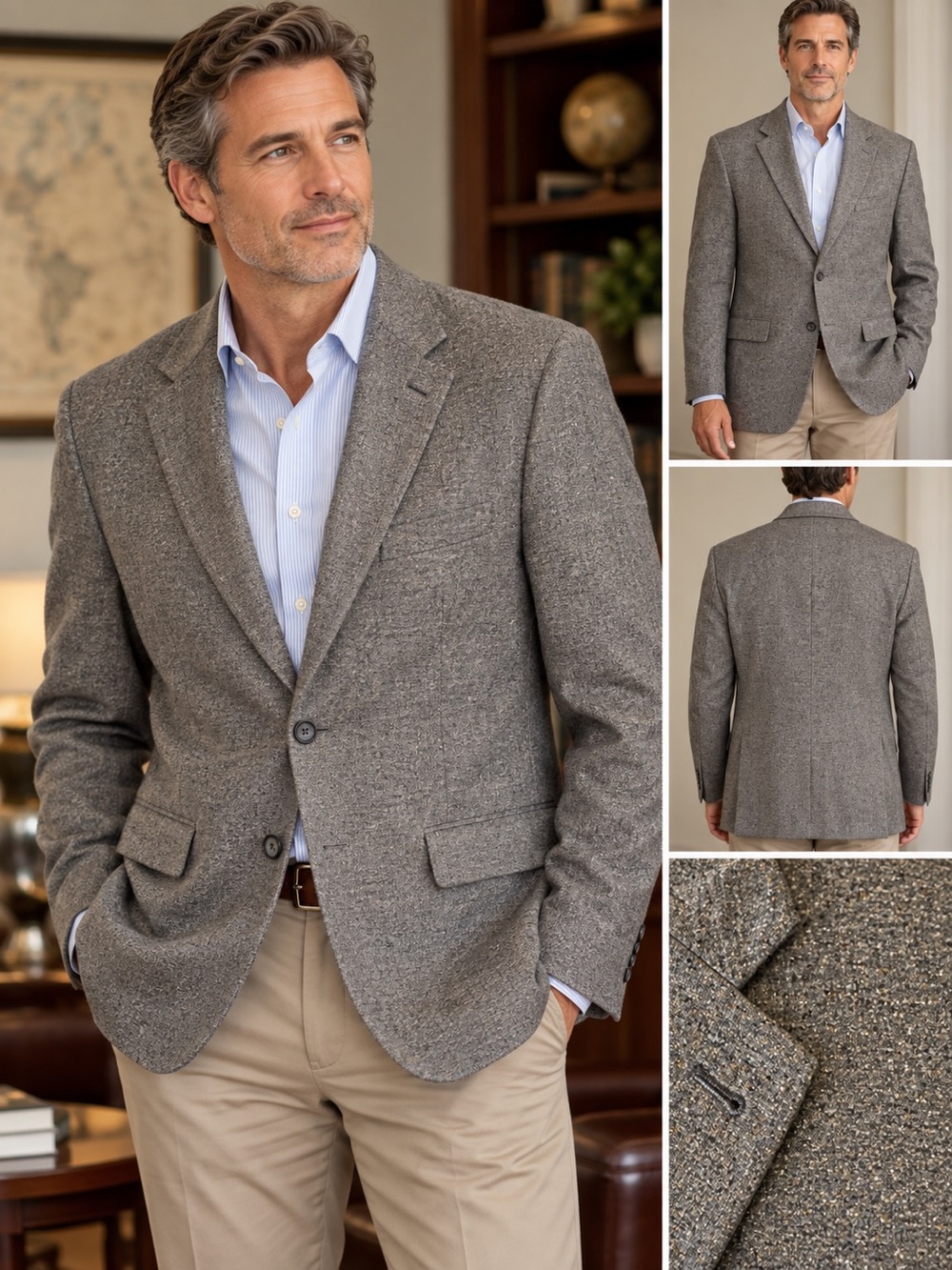Jos. A. Bank Signature Collection Men’s 41R Tailored Fit 100% Silk Gray Sport